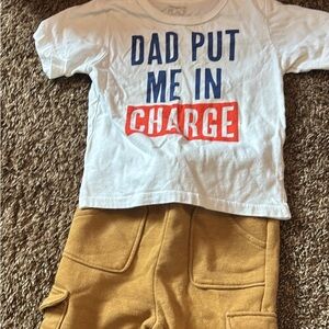 Old Navy White and Mustard Kids Matching Set